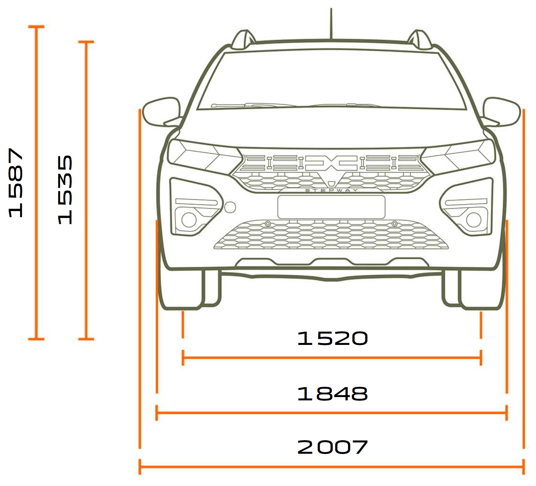 Vue avant de la Dacia Sandero Stepway